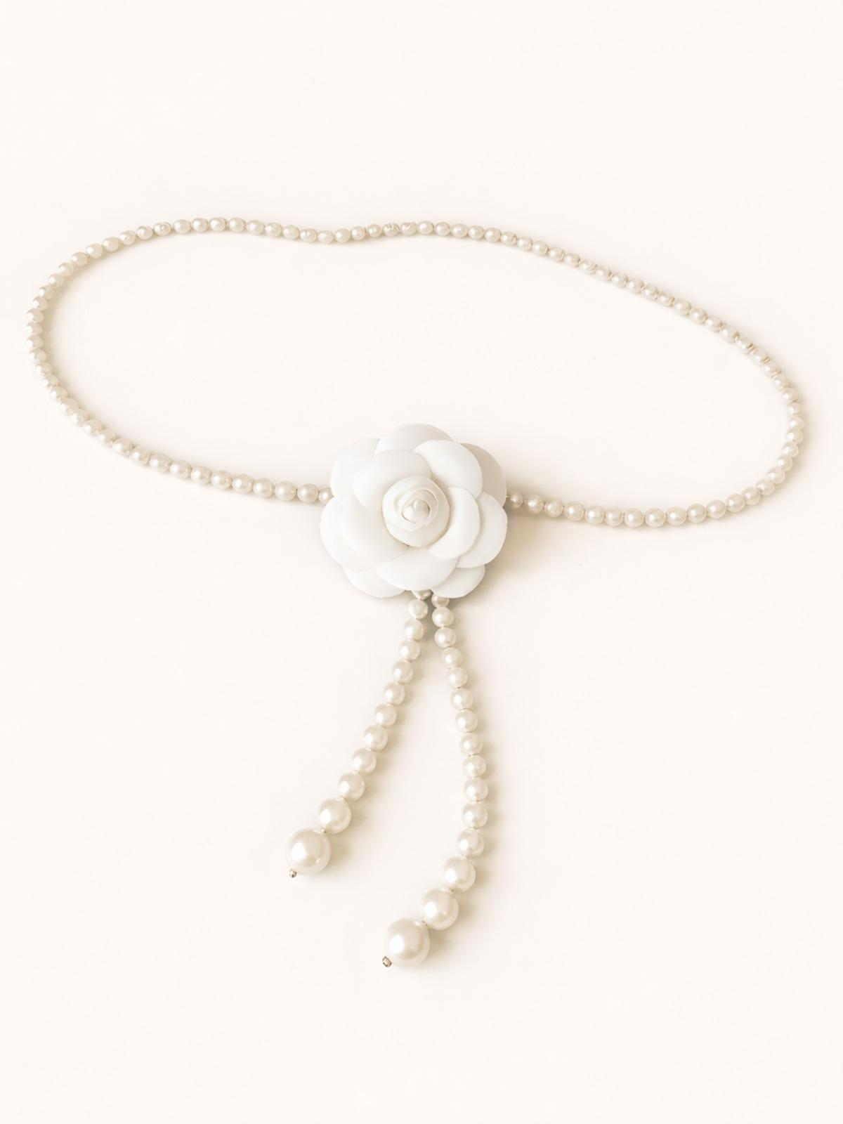 Women's Pearl Waist Belt Camellia Decorative Versatile Waist Belt Elegant Jacket Belt