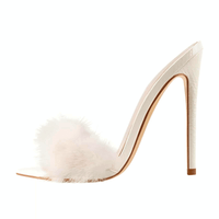 Thumbnail for Women's Peep Toe Fur Slip On Heels -, Peep Toe Heels , Drestiny , 10, 11, 12, 13, 14, 15, 5, 6, 7, 8, 9, 9.5, Australia, Black, Gold, Grey, Heels, High Heels, Pink, Sandals, United Kingdom, United States, White , Drestiny , www.shopdrestiny.com