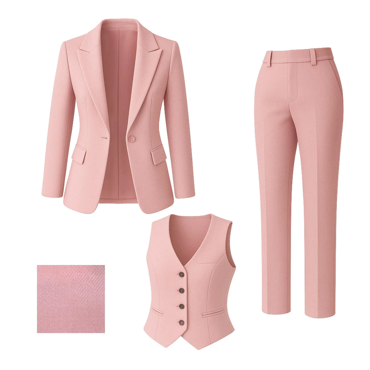 Women's Chic Business Suit Jacket Vest and Straight Pants Suit Set For Women