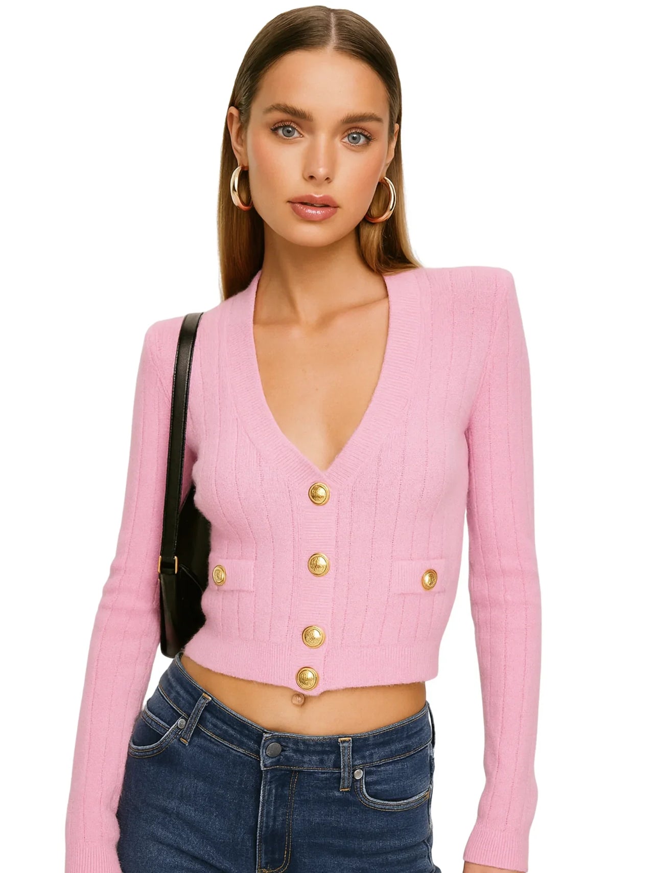 High Fashion Women's Gold Button Cardigan Sweater Classic High Quality & Versatile