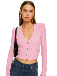Thumbnail for High Fashion Women's Gold Button Cardigan Sweater Classic High Quality & Versatile