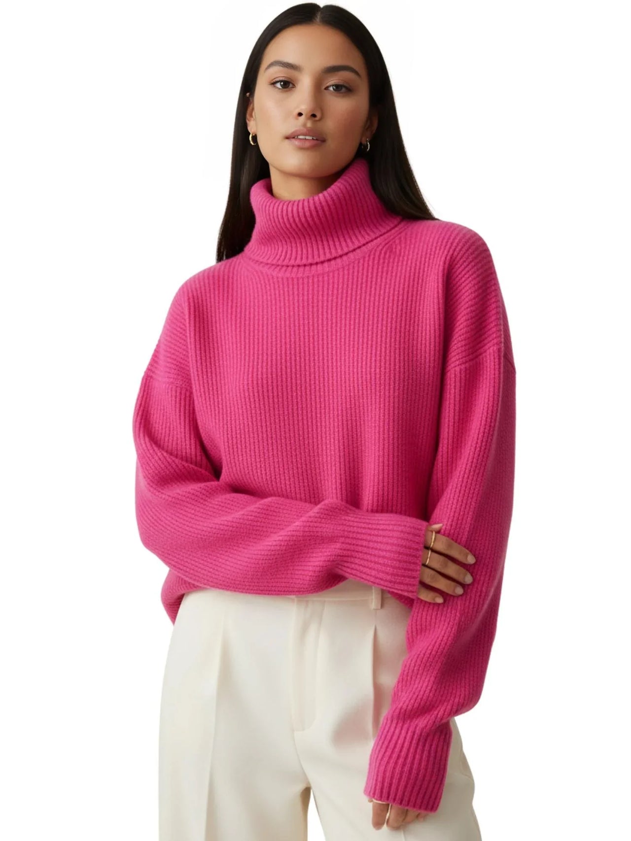Women's Oversized Turtleneck Sweater Elegant Thick Pullover Knitted Jumper Long Sleeve Sweaters