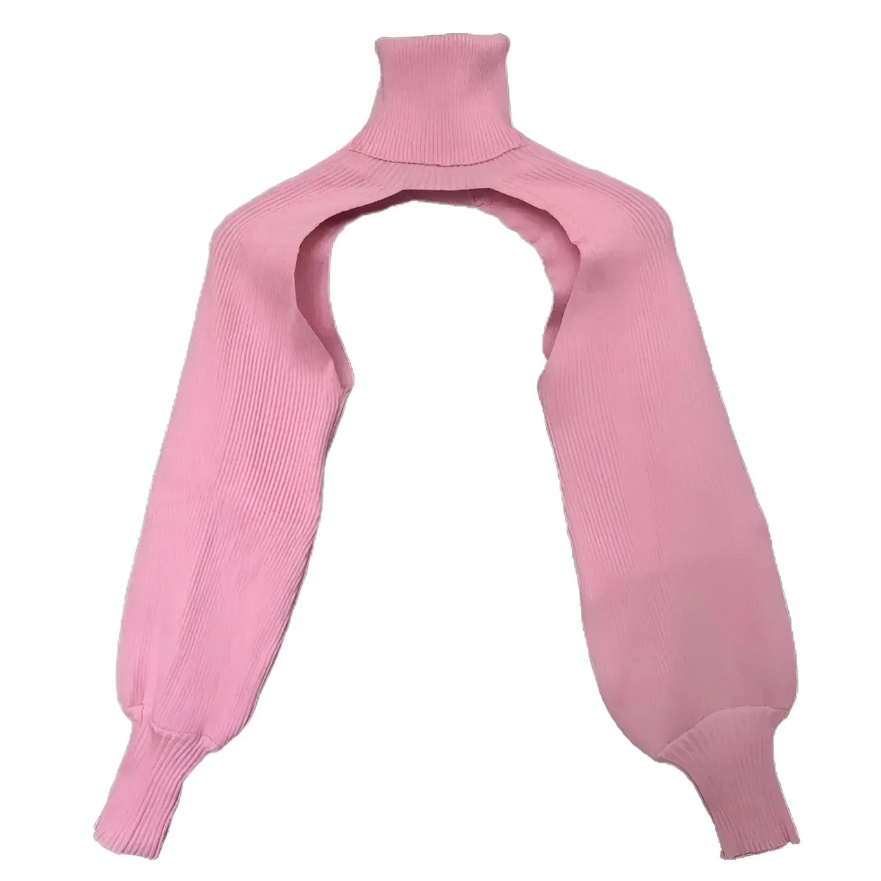 Pink turtleneck sweater on a white background