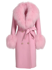 Thumbnail for Women's Wool Cashmere Coat With Real Mongolian Sheep Fur Collar and Cuffs Ladies Double Faced Coats Belted Winter Fall Long Coat -, Coats , Drestiny , Australia, Black, Blue, Brown, Coats, Coffee, Dark Brown, Fuchsia, Green, Khaki, L, Light Grey, Light Purple, Lilac, M, Mint, Mint Green, Neon Green, Orange, Pink, Purple, Red, Royal Blue, S, Teal, United Kingdom, United States, Violet Red, White, XL, XXL , Drestiny , www.shopdrestiny.com