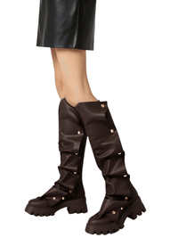 Thumbnail for Women's Platform Fold Over Boots Block Heel Round Toe Pull on Fashion Mid-Calf Female Boots, Drestiny, Platform Boots Women, Chunky Platform Boots, Black Platform Boots, Platform Boot Outfit Ideas, United States, USA, Canada, Australia, New Zealand, United Kingdom, UK, Red, Orange, Brown, Black, Metallic Blue, White, Metallic Gold, 5, 6, 7, 8, 9, 9.5, 10, 11, 12, 13, 14, 15, shopdrestiny.com
