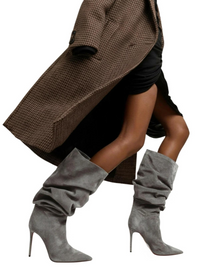 Thumbnail for Women's Pleated High-Heeled Short Boots with Pointed Toes Women's Large Mid-Length Boots