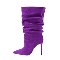 Thumbnail for Purple high-heeled boots on a white background