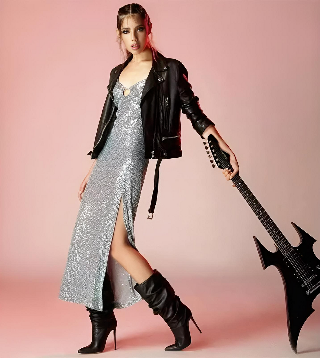 Women's Pleated High-Heeled Short Boots with Pointed Toes Women's Large Mid-Length Boots