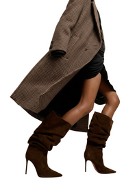 Thumbnail for Women's Pleated High-Heeled Short Boots with Pointed Toes Women's Large Mid-Length Boots