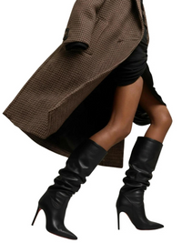 Thumbnail for Women's Pleated High-Heeled Short Boots with Pointed Toes Women's Large Mid-Length Boots