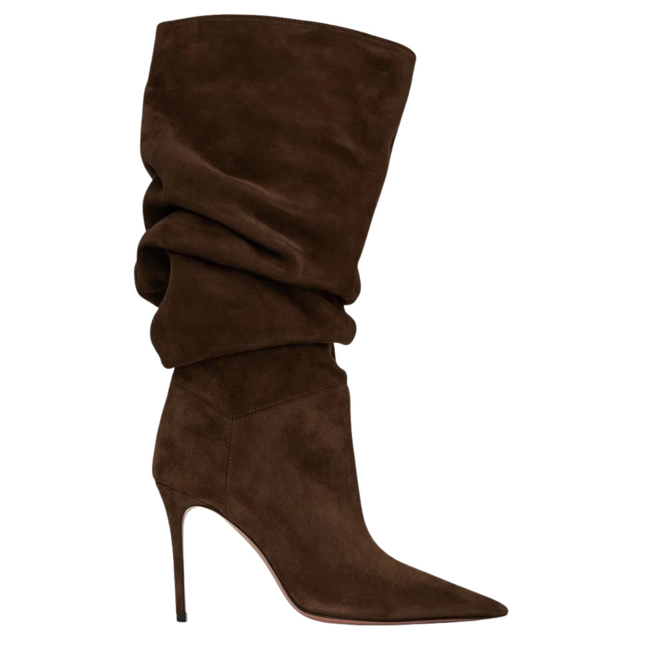Women's Pleated High-Heeled Short Boots with Pointed Toes Women's Large Mid-Length Boots