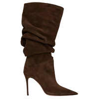 Thumbnail for Women's Pleated High-Heeled Short Boots with Pointed Toes Women's Large Mid-Length Boots