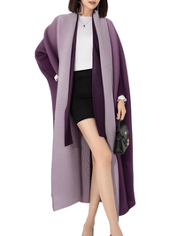 Thumbnail for Women's Gradient Pleated Jacket Bat Sleeve Scarf Collar Long Jacket Female Fashion Clothing -, Jackets , Drestiny , Australia, Black, Blue, Brown, Burgundy, Coffee, Dark Brown, Dark Green, Dark Grey, Dark Red, Gold, Green, Jackets, Light Blue, Light Brown, Light Purple, Long Sleeves, New Zealand, Orange, Pink, Purple, United Kingdom, United States, Violet Red, Yellow , Drestiny , www.shopdrestiny.com