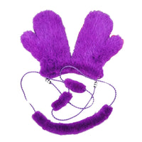 Thumbnail for Pair of real mink purple mittens on a white background