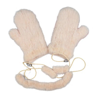 Thumbnail for Pair of real mink fur light pink mittens on a white background