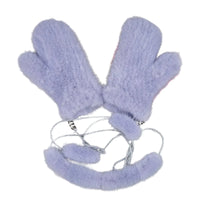 Thumbnail for Pair of real mink fur light purple mittens on a white background