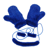 Thumbnail for Pair of real mink fur royal blue mittens on a white background