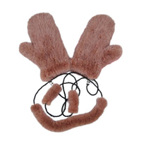 Thumbnail for Pair of real mink fur camel mittens on a white background 