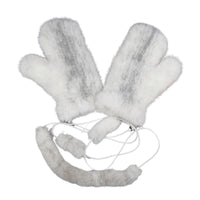 Thumbnail for Pair of real mink fur cross mink white mittens on a white background