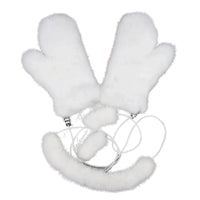 Thumbnail for Pair of real mink fur white mittens on a white background