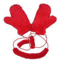 Thumbnail for Pair of real mink fur red mttens on a white background