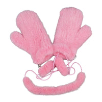 Thumbnail for Pair of real mink pink mittens on a white background