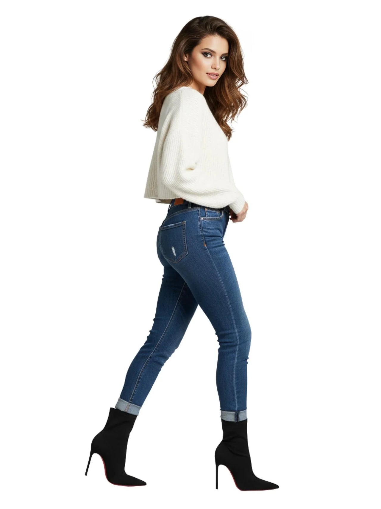 Women's Red Bottom Ankle Boots Shiny Bottoms Knit Socks Boots New Fashion Stretch Boots Sexy Women's High Heel Boots