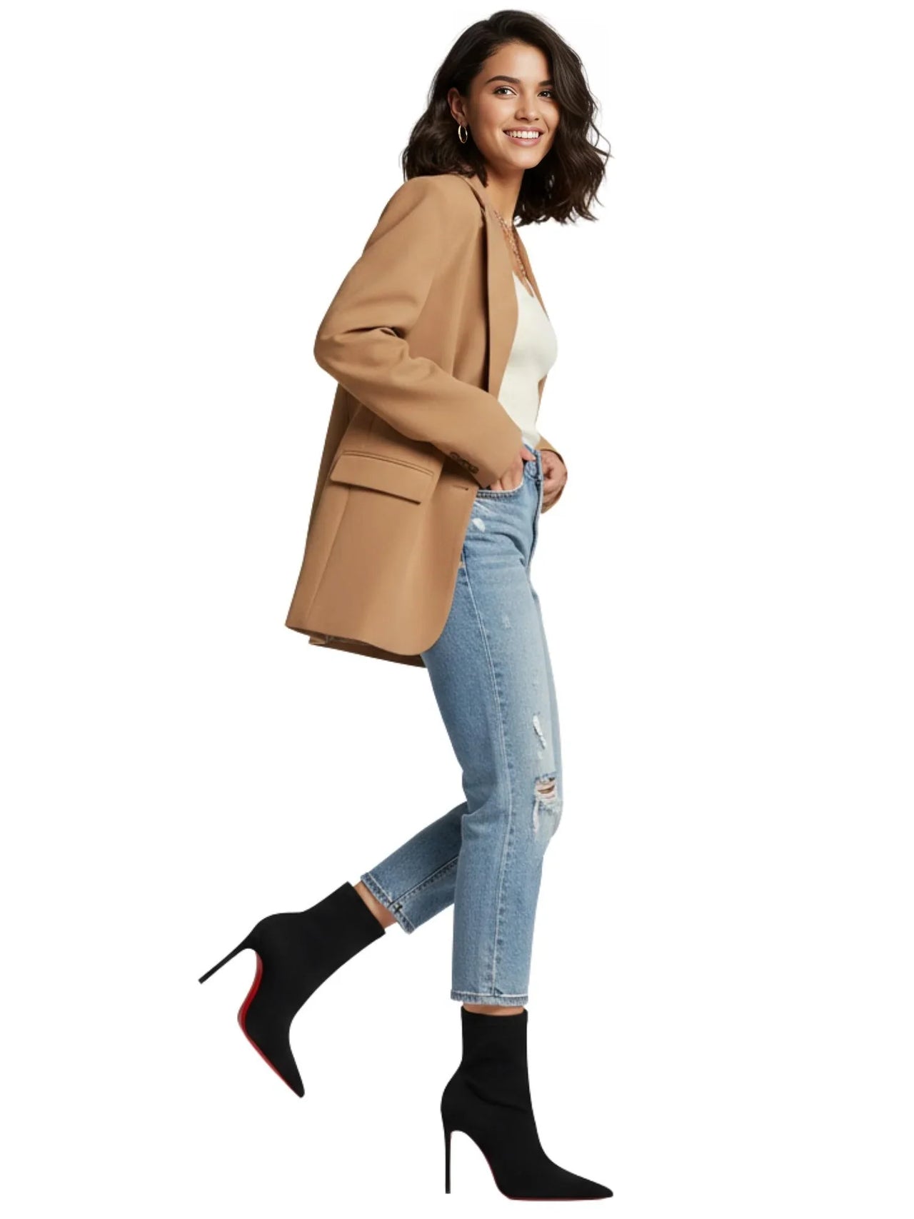 Women's Red Bottom Ankle Boots Shiny Bottoms Knit Socks Boots New Fashion Stretch Boots Sexy Women's High Heel Boots