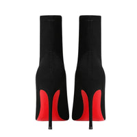 Thumbnail for Black high-heel Ankle Boots with red soles on a white background
