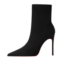 Thumbnail for Black high-heel Ankle Boots with red soles on a white background
