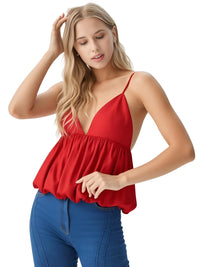 Thumbnail for Women's Red Puff Crop Top Summer Slip Tanks & Camisoles Sexy Cropped Off Shoulder Sleeveless Top Backless Tank Tops, Crop Tops, Tank Tops, Camisoles, Sleeveless, Casual Shirts, Red, XS, S, M, L, United States, USA, Canada, Australia, New Zealand, United Kingdom, UK, red crop top, date night top red, red crop top UK, going out tops red, bardot crop top red, shopdrestiny.com