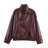 Thumbnail for Dark red leather jacket on a white background