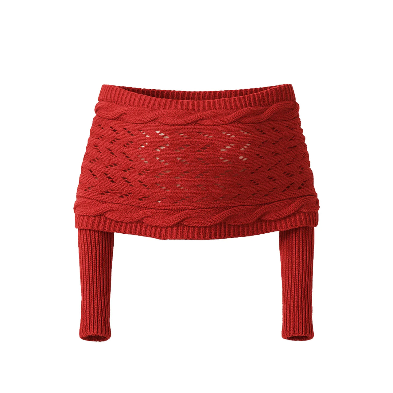 Red knitted sweater on a white background