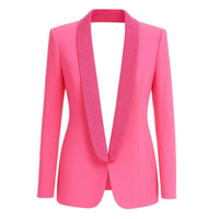 Thumbnail for Pink blazer with sequin lapels on a white background
