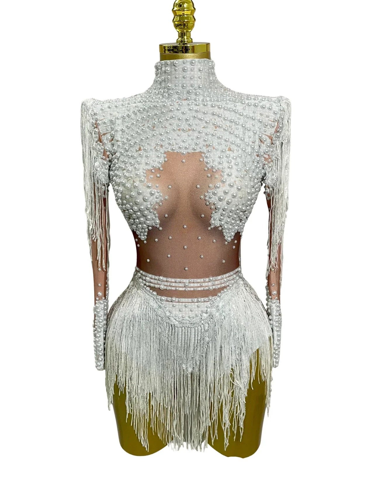 Women's Rhinestone Sequin Bodysuit 2025 Tassel Birthday Party Nightclub Stage Performance Costume, Drestiny, Long sleeves, Mini Dresses, Bodysuits, XS, S, M, L, XL, United States, USA, Canada, Australia, New Zealand, United Kingdom, UK, Silver, White, Red, Hot Red, Gold, sequin bodysuit, rhinestone bodysuit, Clubwear Bodysuit, sparkly bodysuit, Glitter Bodysuit Women's, shopdrestiny.com