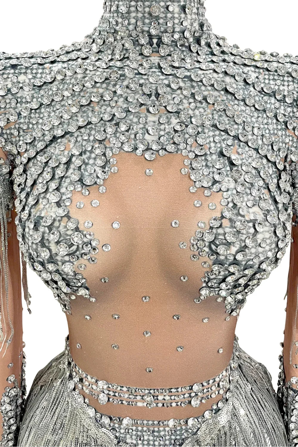 Women's Rhinestone Sequin Bodysuit 2025 Tassel Birthday Party Nightclub Stage Performance Costume, Drestiny, Long sleeves, Mini Dresses, Bodysuits, XS, S, M, L, XL, United States, USA, Canada, Australia, New Zealand, United Kingdom, UK, Silver, White, Red, Hot Red, Gold, sequin bodysuit, rhinestone bodysuit, Clubwear Bodysuit, sparkly bodysuit, Glitter Bodysuit Women's, shopdrestiny.com