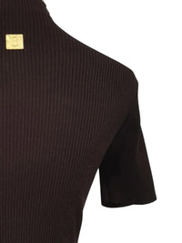 Thumbnail for Women's Ribbed Keyhole Top Turtleneck Short Sleeve Minimalist Slimming T-Shirt Female