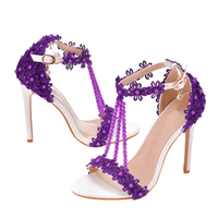 Thumbnail for Women's Sandals Flowers Pearls T-Tied Stilettos Wedding Shoes High Heel Bridal Pumps -, Heels , Drestiny , Australia, Blue, FR, Green, Heels, High Heels, Light Blue, New Zealand, Pink, Pumps, Purple, Red, Sandals, Stilettos, United Kingdom, United States, White, Yellow , Drestiny , www.shopdrestiny.com