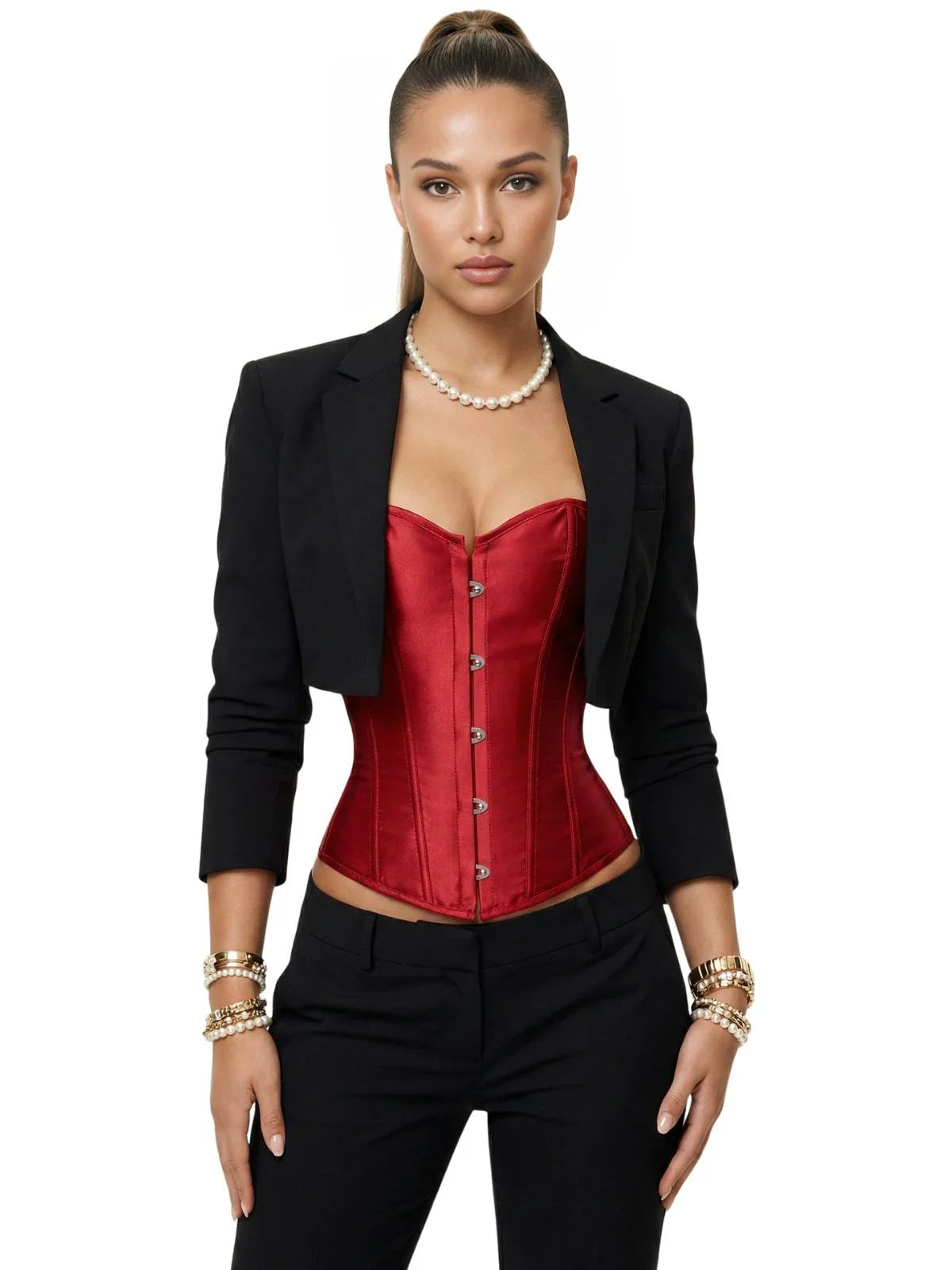 Women's Satin Corset Top Plus Size Bustiers Over Bust Sexy Vintage Style Bridal Corset Women