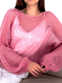 Thumbnail for Women's See Through Sweaters Lady Hollow out Mesh Thin Pullover Sweaters Lantern Sleeve Loose Tops Smock, Drestiny, Women's Sweaters, Pullovers, S, M, L, XL, United States, Canada, Australia, New Zealand, United Kingdom, White, Apricot, Blue, Light Blue, Pink Sweaters, Pink, Black Sweaters, Black, White Sweaters, Dark Green, Long Sleeves, shopdrestiny.com