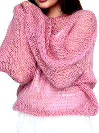 Thumbnail for Women's See Through Sweaters Lady Hollow out Mesh Thin Pullover Sweaters Lantern Sleeve Loose Tops Smock, Drestiny, Women's Sweaters, Pullovers, S, M, L, XL, United States, Canada, Australia, New Zealand, United Kingdom, White, Apricot, Blue, Light Blue, Pink Sweaters, Pink, Black Sweaters, Black, White Sweaters, Dark Green, Long Sleeves, shopdrestiny.com