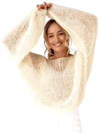 Thumbnail for Women's See Through Sweaters Lady Hollow out Mesh Thin Pullover Sweaters Lantern Sleeve Loose Tops Smock, Drestiny, Women's Sweaters, Pullovers, S, M, L, XL, United States, Canada, Australia, New Zealand, United Kingdom, White, Apricot, Blue, Light Blue, Pink Sweaters, Pink, Black Sweaters, Black, White Sweaters, Dark Green, Long Sleeves, shopdrestiny.com