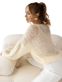 Thumbnail for Women's See Through Sweaters Lady Hollow out Mesh Thin Pullover Sweaters Lantern Sleeve Loose Tops Smock, Drestiny, Women's Sweaters, Pullovers, S, M, L, XL, United States, Canada, Australia, New Zealand, United Kingdom, White, Apricot, Blue, Light Blue, Pink Sweaters, Pink, Black Sweaters, Black, White Sweaters, Dark Green, Long Sleeves, shopdrestiny.com