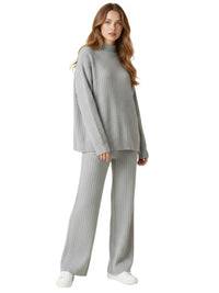 Thumbnail for Women's Sets 2-Piece Women's Knit Set Turtleneck Sweater and Straight Jogging Pants Suits