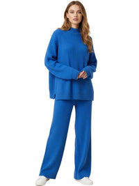 Thumbnail for Women's Sets 2-Piece Women's Knit Set Turtleneck Sweater and Straight Jogging Pants Suits