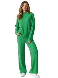 Thumbnail for Women's Sets 2-Piece Women's Knit Set Turtleneck Sweater and Straight Jogging Pants Suits