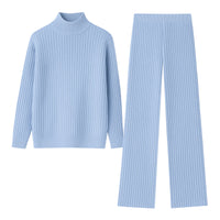 Thumbnail for Women's Sets 2-Piece Women's Knit Set Turtleneck Sweater and Straight Jogging Pants Suits