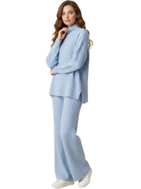 Thumbnail for Women's Sets 2-Piece Women's Knit Set Turtleneck Sweater and Straight Jogging Pants Suits