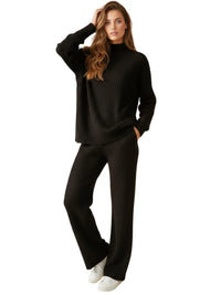 Thumbnail for Women's Sets 2-Piece Women's Knit Set Turtleneck Sweater and Straight Jogging Pants Suits