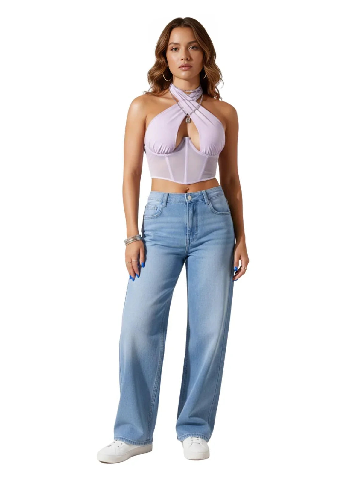 Women's Sexy Sleeveless Cross Halter Fishbone Corset Crop Top